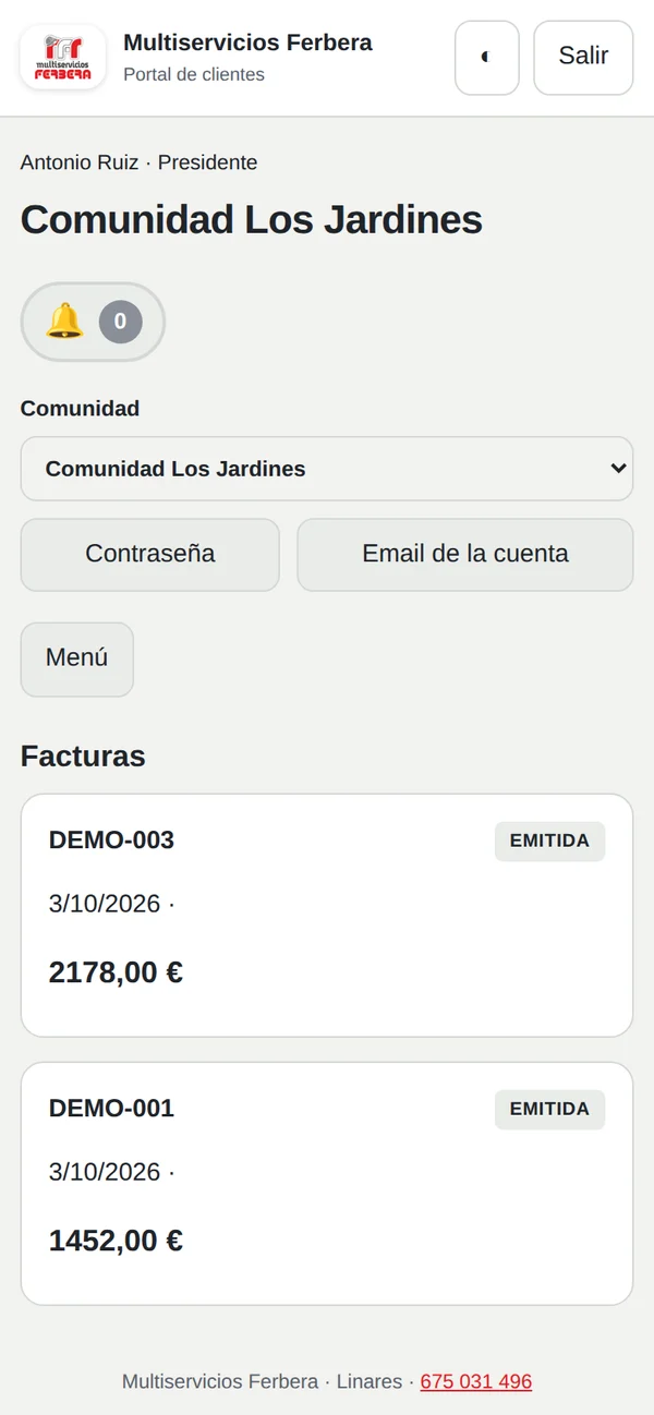 Facturas en el portal de clientes